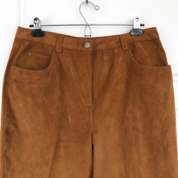 Vintage Burnt Orange Faux Suede Western Prairie Straight Leg Pants - Picture 2 of 6